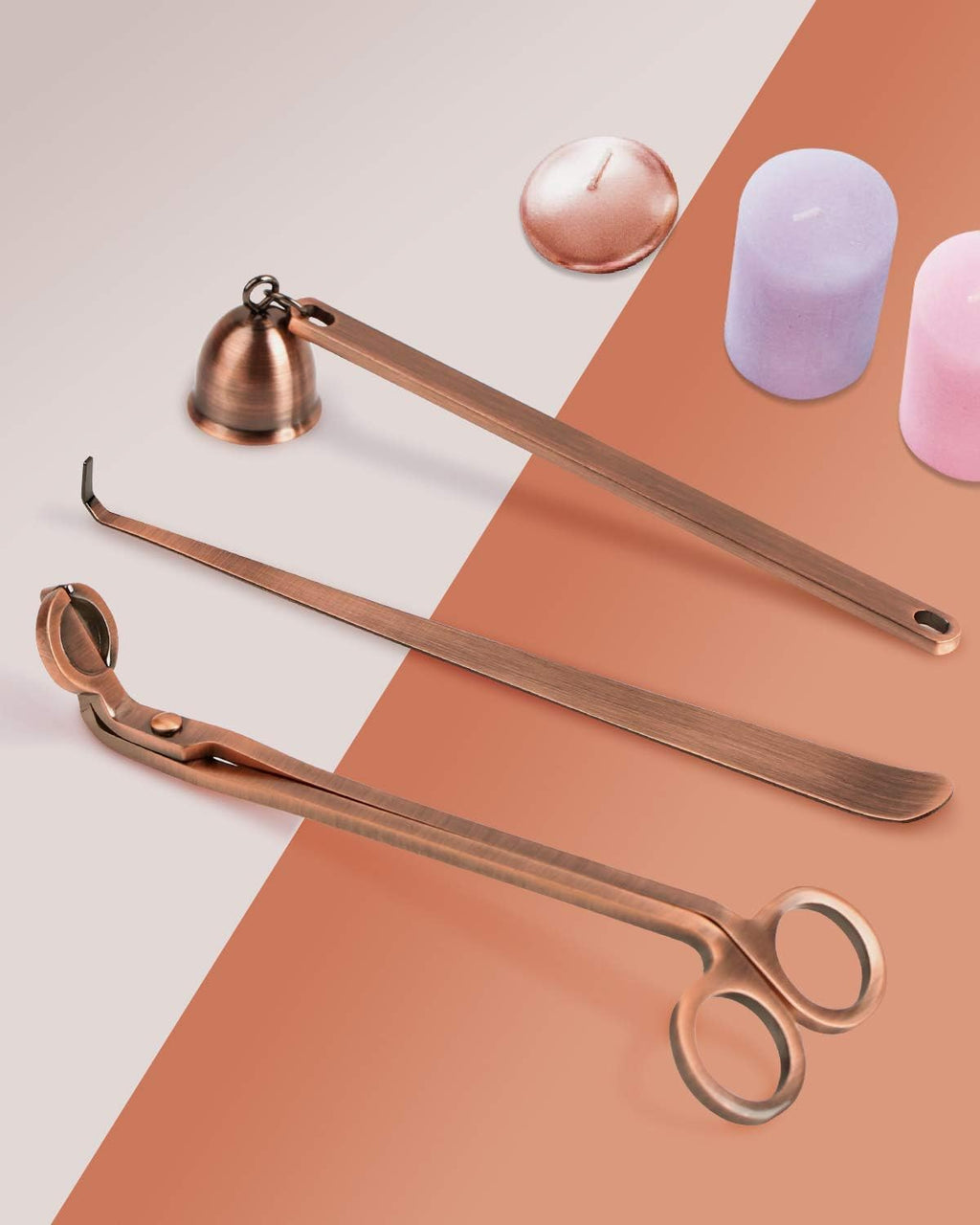 3 in 1 Candle Wick Trimmer Set, Snuffer, Dipper, Cutter, Copper